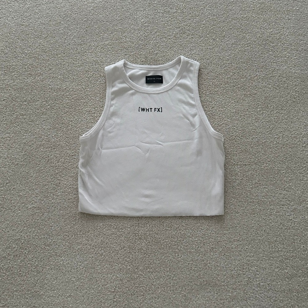 White Fox Women's Ribbed Cotton Crop Top size Small in White